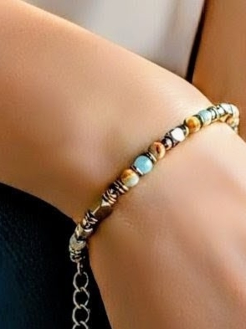 💙Multicolored Stone Beaded Bracelet Or Anklet
